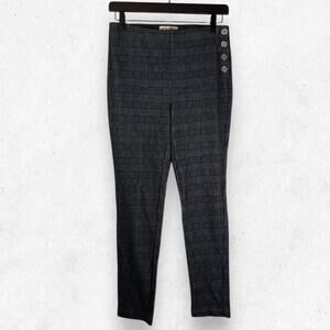Michael Kors Women's Size S Plaid Pull-on Skinny Ankle Pants Black Gray